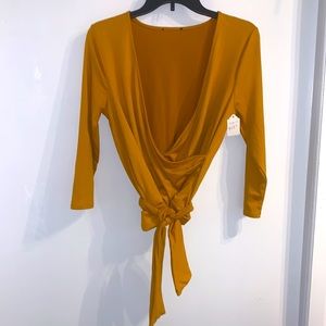 Paper doc Wrap Long Sleeve Mustard Color Top Size S/M
